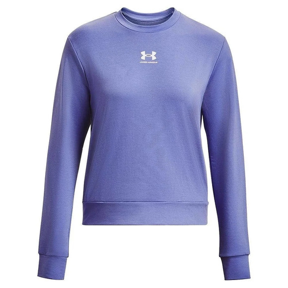 NWT Under Armour Women's UA Rival Long Sleeve Terry Crew Purple Loose Fit Sz XS - Picture 1 of 7